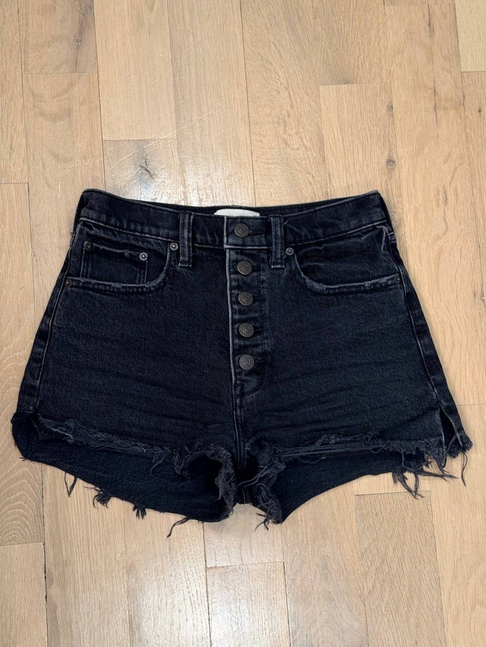 Abercrombie & Fitch Black Denim High Rise Mom Short